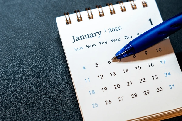 closeup calendar page displaying january 600nw 2714886665.webp